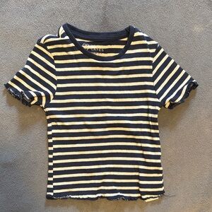 Primark Kids Striped Navy and Cream T-Shirt